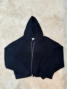 Better Together Black Zip-Up Cropped Hoodie